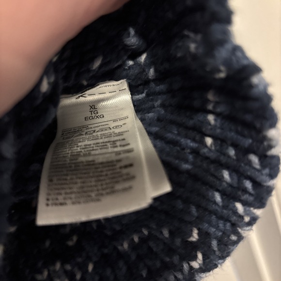 2017 Gap Women's Marled Navy Blue‎ Wide Neck Tight Knit Sweater XL Fisherman - Picture 4 of 5